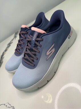 Skechers Slip-ins Go Walk Flex Women's Walking Sneakers-Cheri 9.5 Navy Pink NWOT